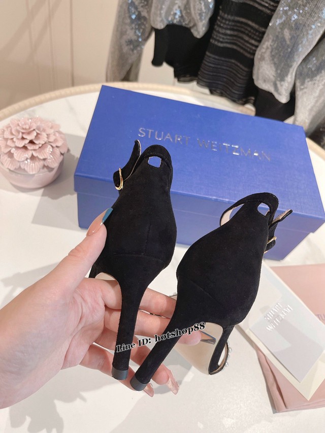 STUART WEITZMAN經典款高跟涼鞋 一字帶珍珠涼鞋 dx3256